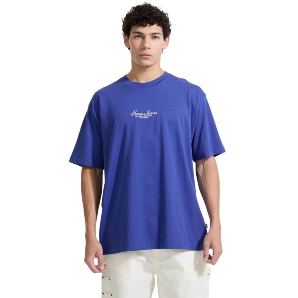 Guess Mens Script Regular T-Shirt / Regal Blue